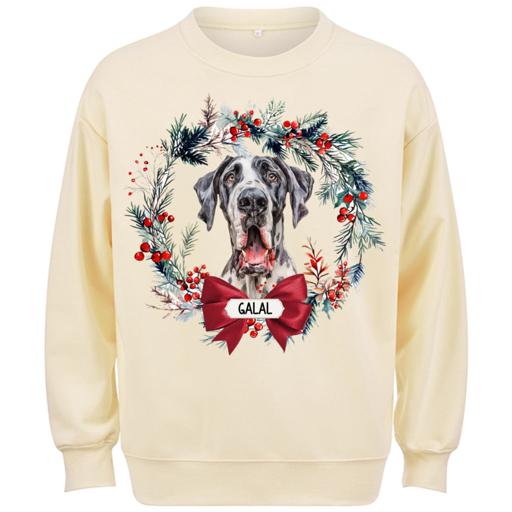 Dog and Christmas Wreath - Personalized Custom Sweatshirt