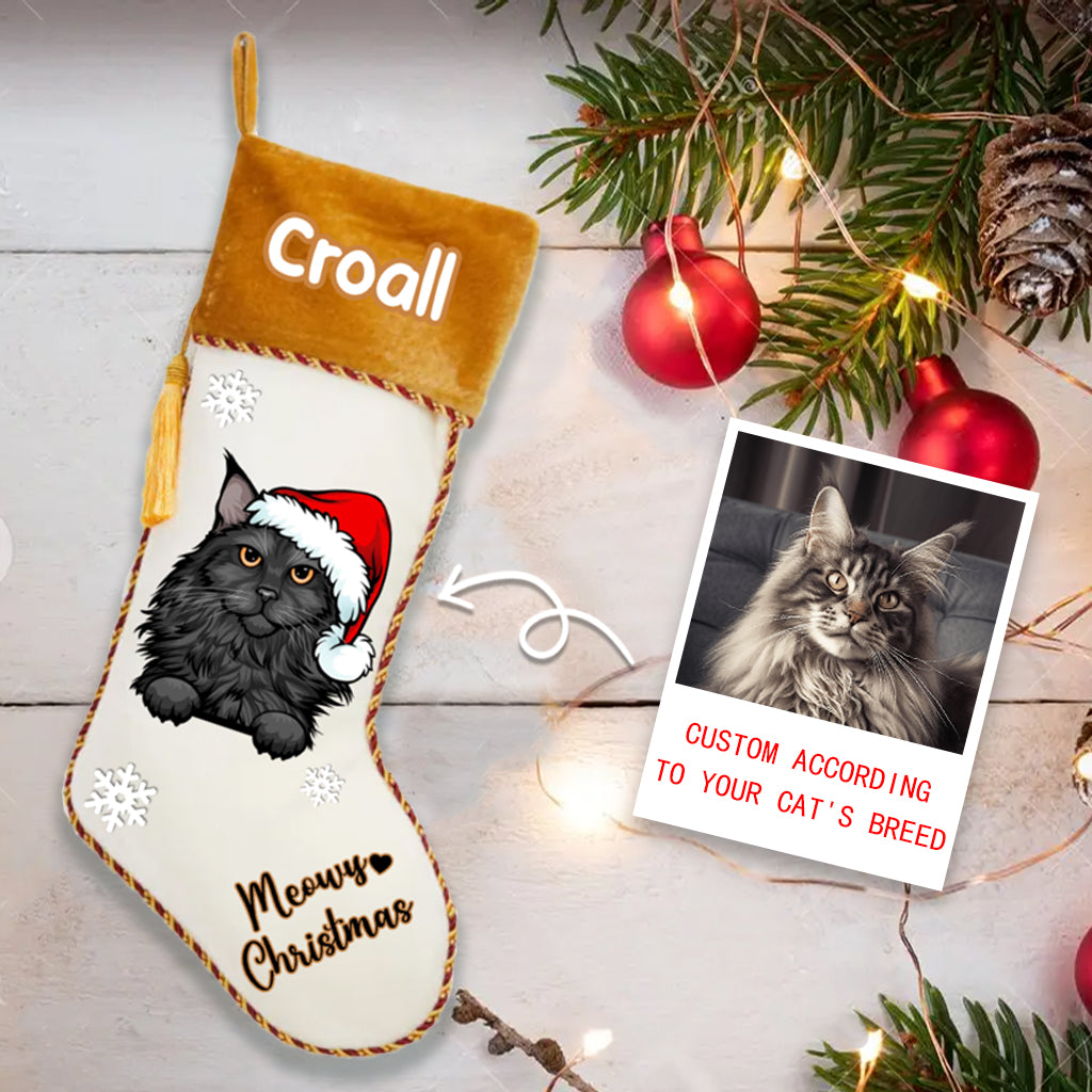 Cat Meowy Christmas - Personalized Cats Christmas Stocking