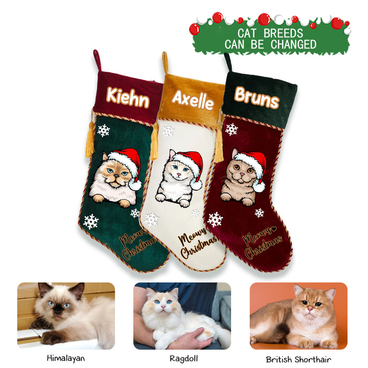 Cat Meowy Christmas - Personalized Cats Christmas Stocking