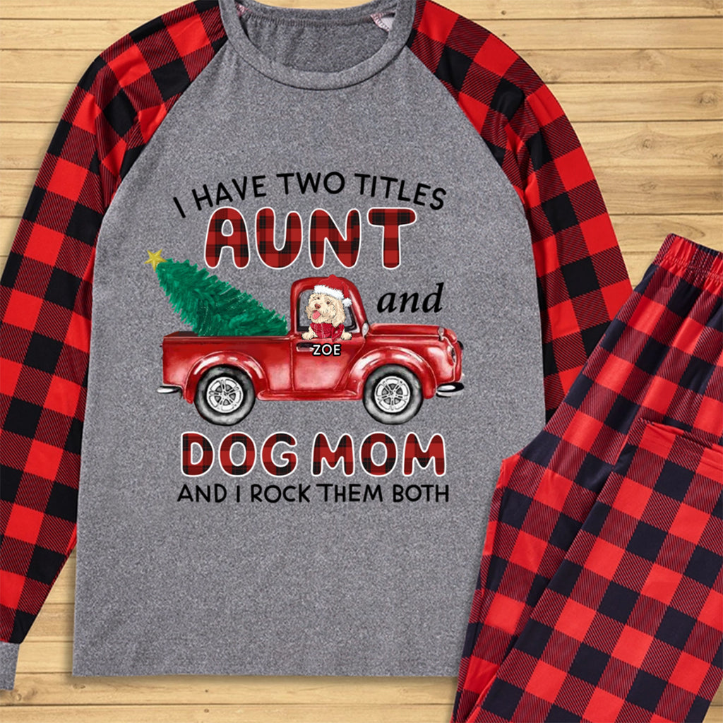 Aunt Dog Mom Plaid Christmas Truck - Personalized Custom Pajama Set