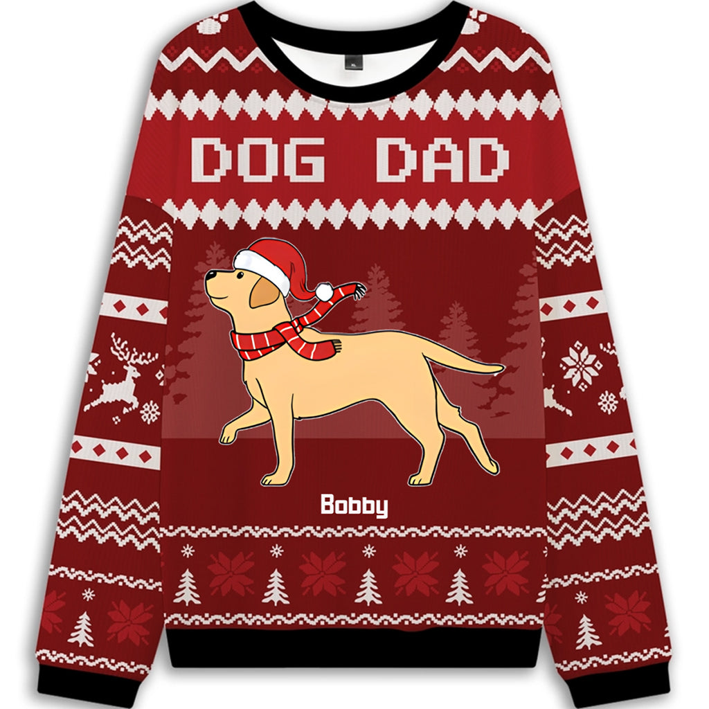 For Dog Dad - Personalized Custom Christmas Ugly Sweatshirt