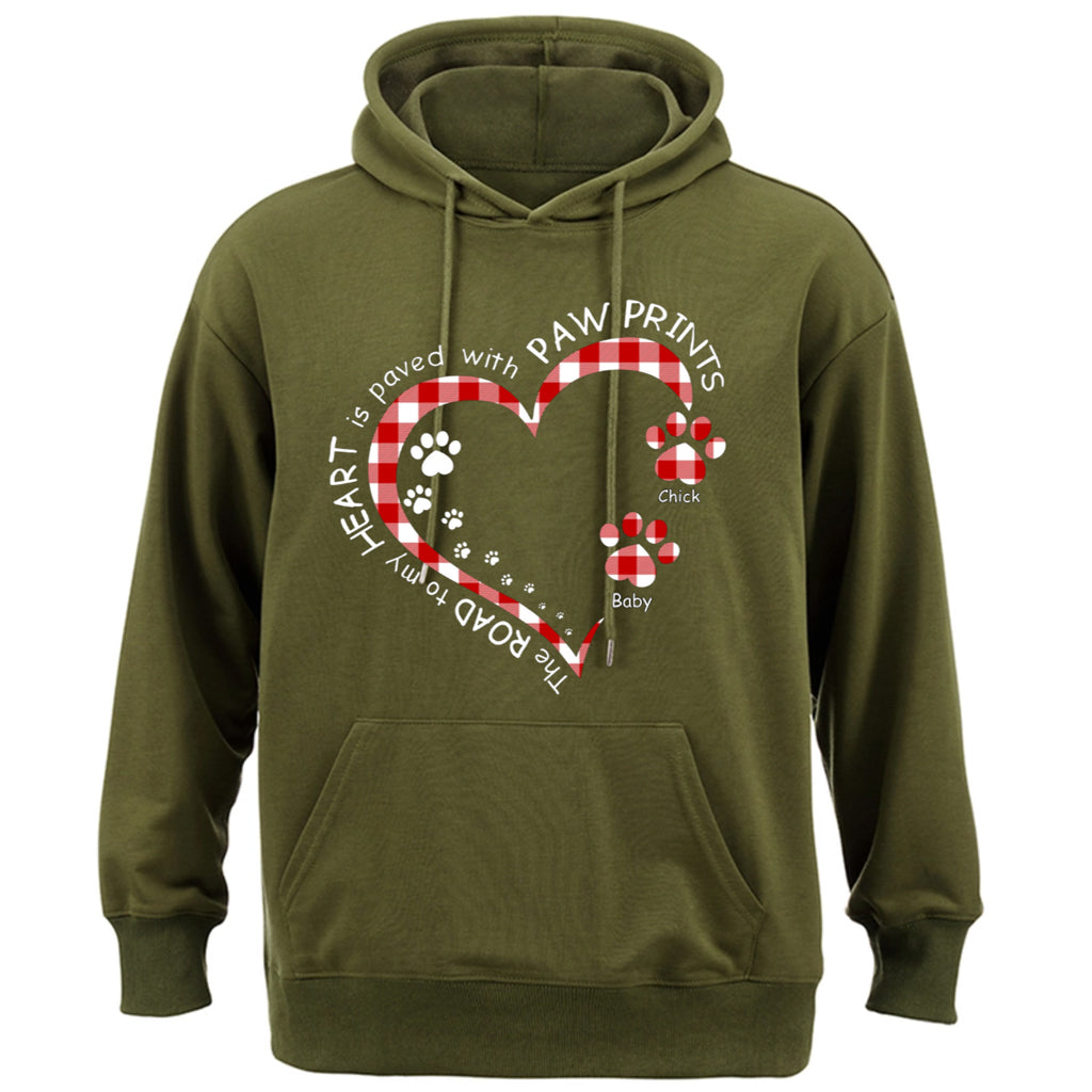 My Heart With Paw Prints - Personalized Custom Christmas Hoodie