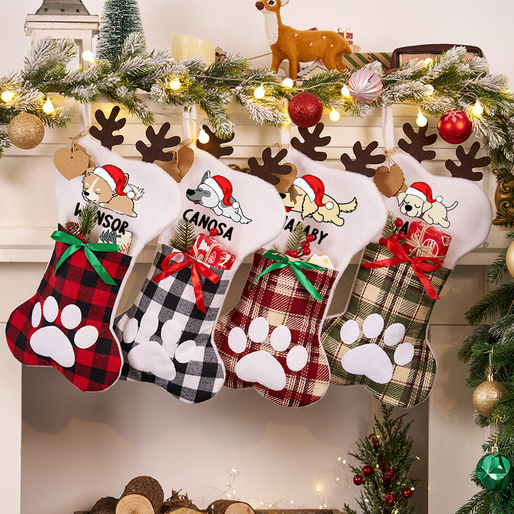 Sleeping Dog Christmas Stocking - Personalized Christmas Stocking Dogs