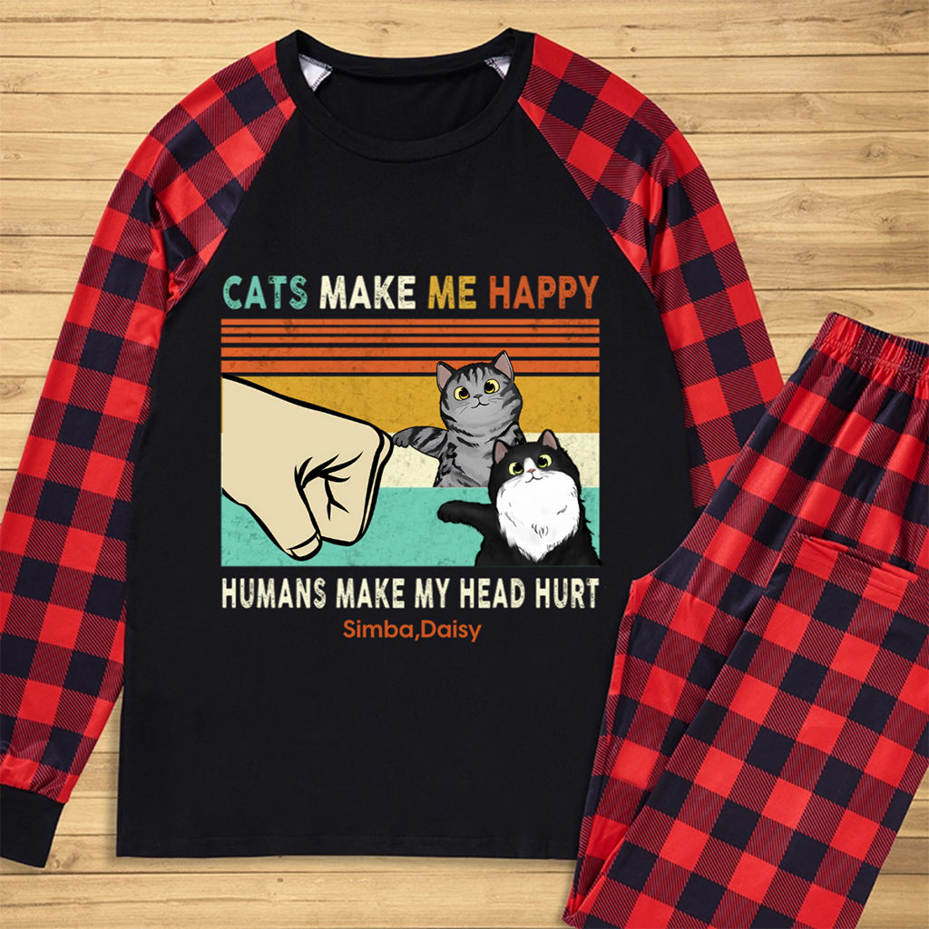 Cats Make Me Happy - Personalized Custom Christmas Pajama Set