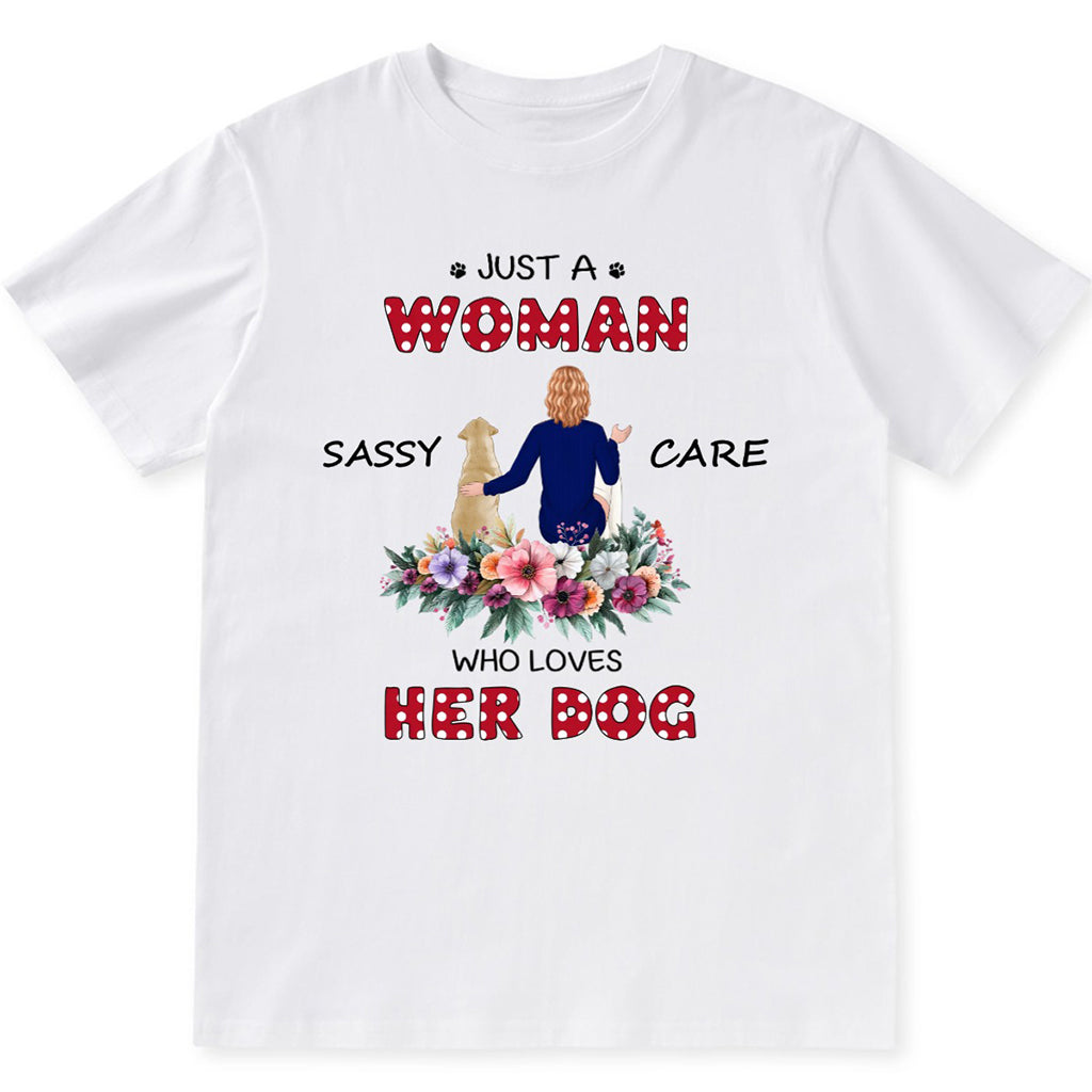 Just A Woman Loves Her Dog - Personalized Custom Christmas Unisex T-shirt