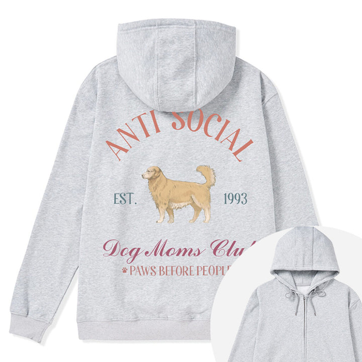 Anti Social Dog Moms Club - Personalized Custom Zipper Hoodie