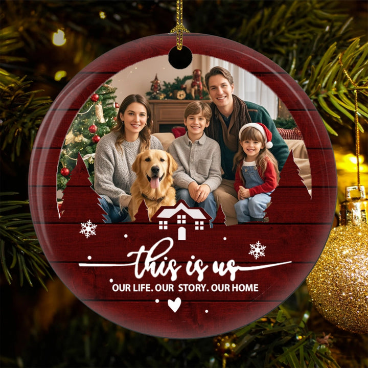 Family, This Is Us - Personalized Custom Photo Christmas Ornament