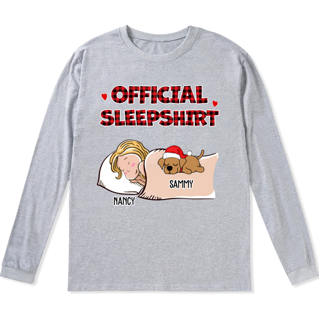 Sleeping Dog Sleepshirt - Personalized Custom Christmas Long Sleeve T-shirt