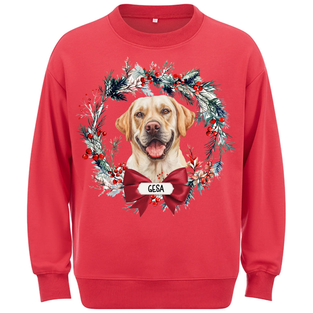 Dog and Christmas Wreath - Personalized Custom Sweatshirt