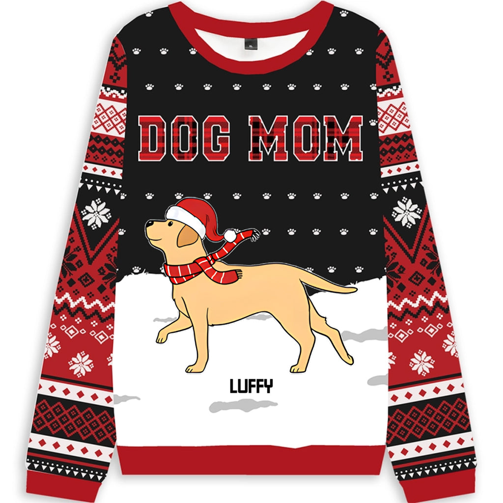 Dog Mom Pattern - Personalized Custom Christmas Ugly Sweatshirt