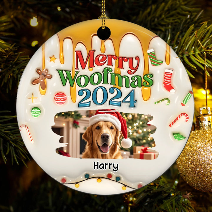 Happy Woofmas - Personalized Custom Photo Christmas Ornament