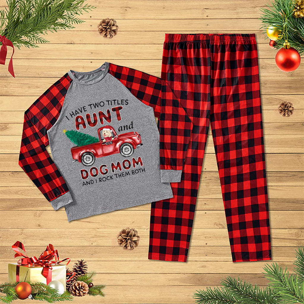 Aunt Dog Mom Plaid Christmas Truck - Personalized Custom Pajama Set