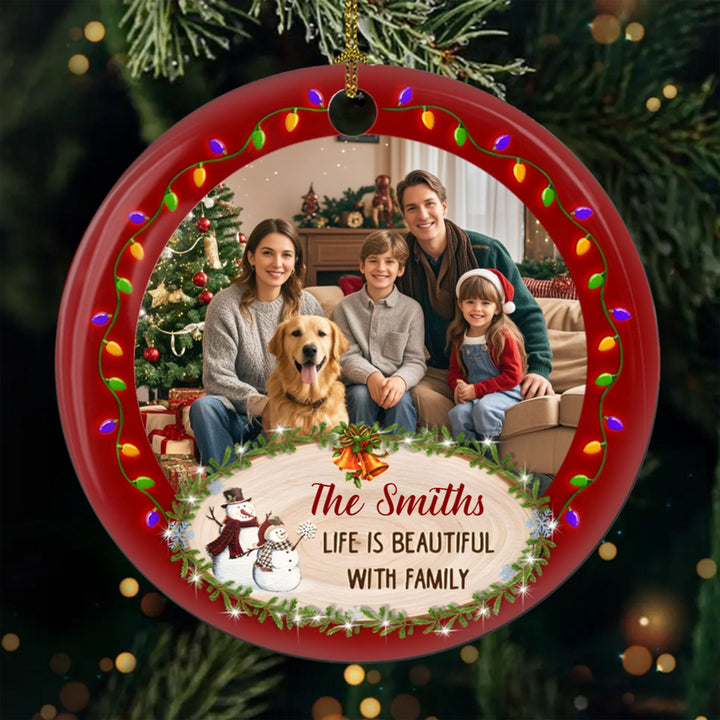 Life Is Beautiful - Personalized Custom Photo Christmas Ornament