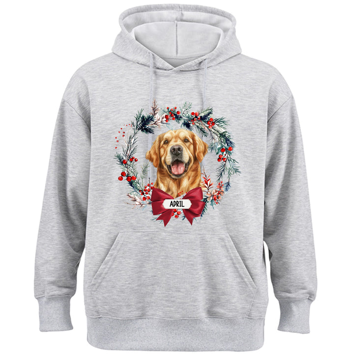 Dog and Christmas Wreath - Personalized Custom Hoodie