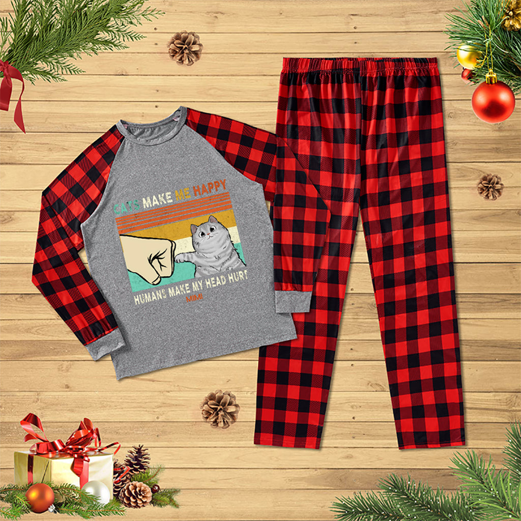 Cats Make Me Happy - Personalized Custom Christmas Pajama Set