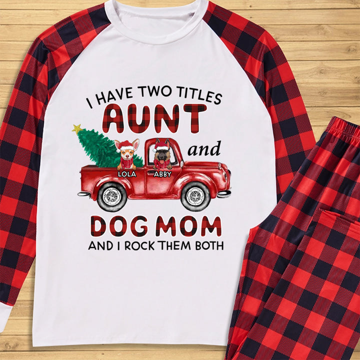 Aunt Dog Mom Plaid Christmas Truck - Personalized Custom Pajama Set