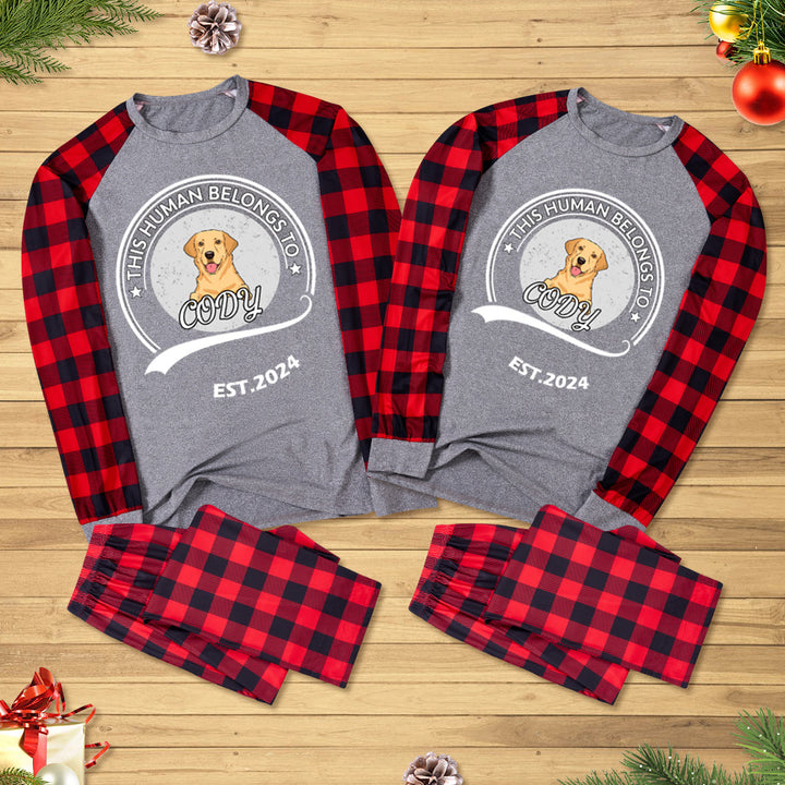 This Human Belongs To - Personalized Custom Christmas Pajama Set