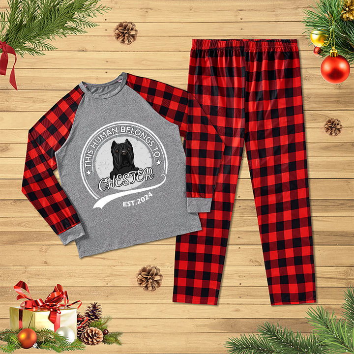 This Human Belongs To - Personalized Custom Christmas Pajama Set