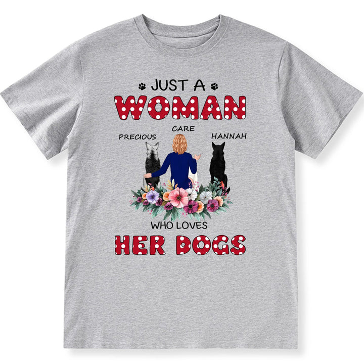 Just A Woman Loves Her Dog - Personalized Custom Christmas Unisex T-shirt