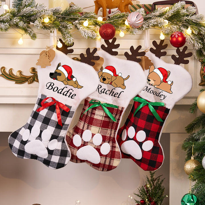 Sleeping Dog Christmas Stocking - Personalized Christmas Stocking Dogs