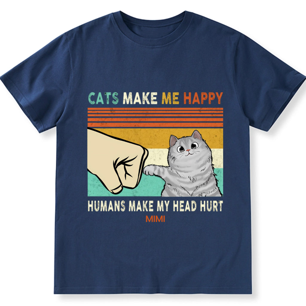 Cats Make Me Happy - Personalized Custom Unisex T-shirt