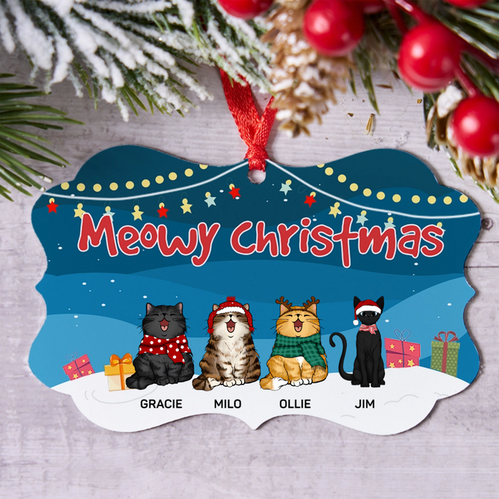 Meowy Christmas 2 - Personalized Christmas Ornament