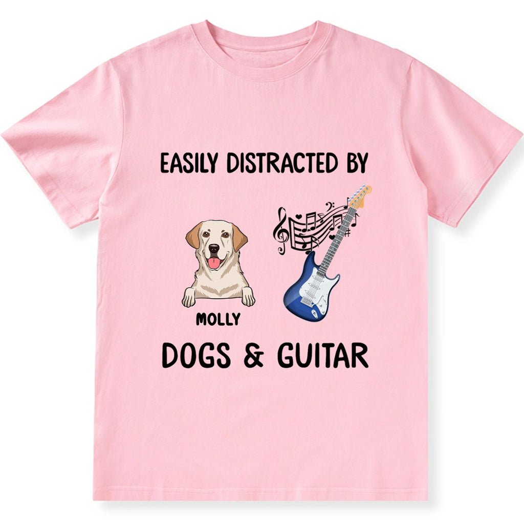 Easily Distracted By Dogs&Guitar - Personalized Custom Unisex T-shirt