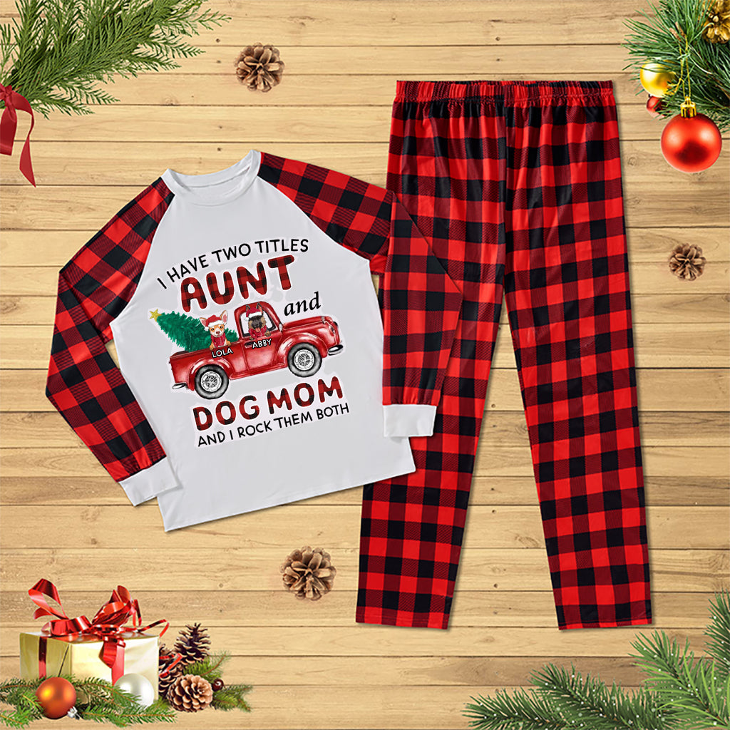 Aunt Dog Mom Plaid Christmas Truck - Personalized Custom Pajama Set