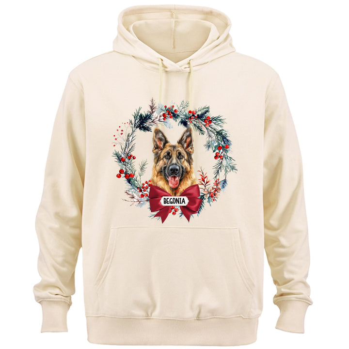 Dog and Christmas Wreath - Personalized Custom Hoodie