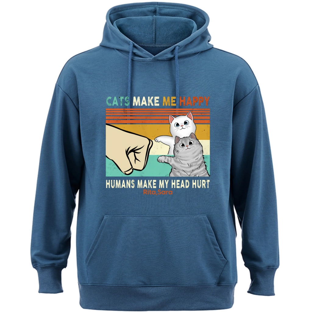 Cats Make Me Happy - Personalized Custom Hoodie