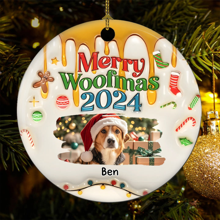 Happy Woofmas - Personalized Custom Photo Christmas Ornament