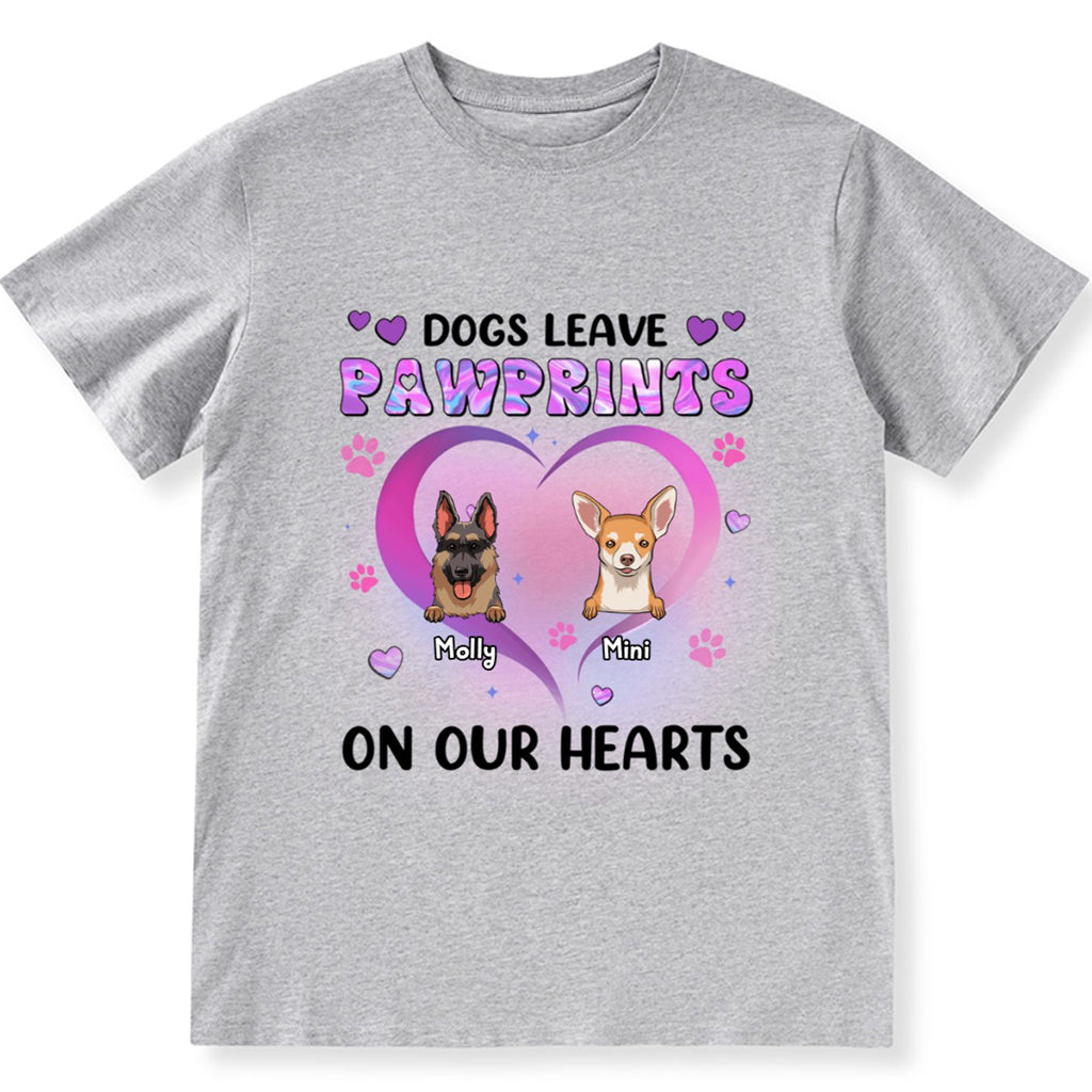 Dogs Leave Pawprints On Our Hearts - Personalized Custom Unisex T-shirt