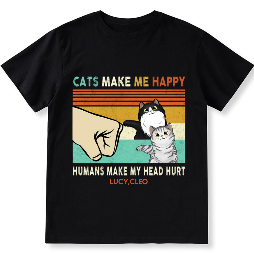 Cats Make Me Happy - Personalized Custom Unisex T-shirt