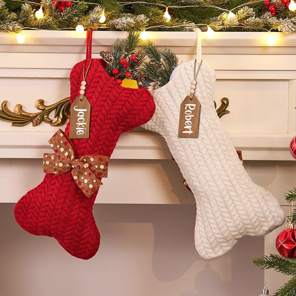 Dog Bone Christmas Stocking - Personalized Christmas Stocking Dogs