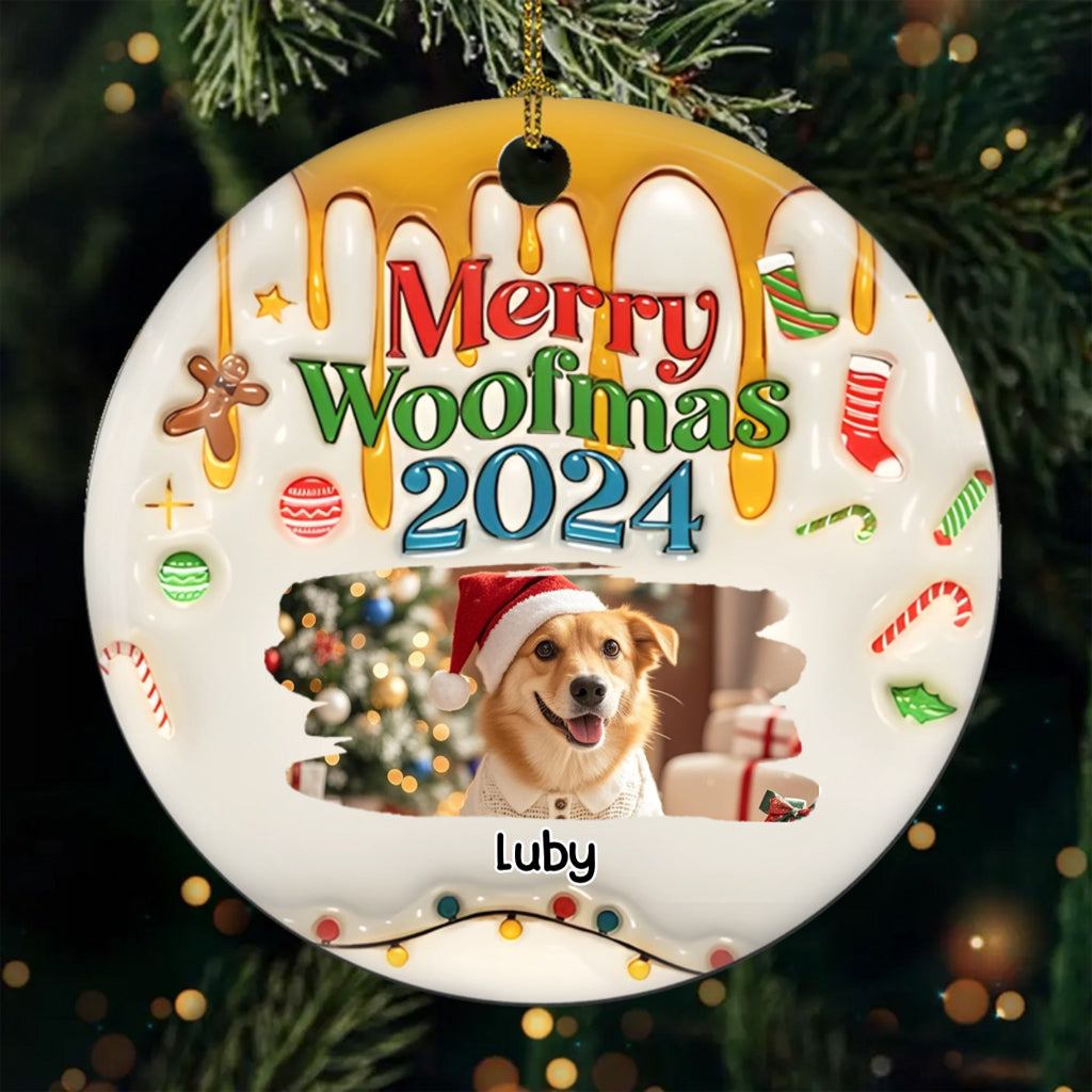 Happy Woofmas - Personalized Custom Photo Christmas Ornament