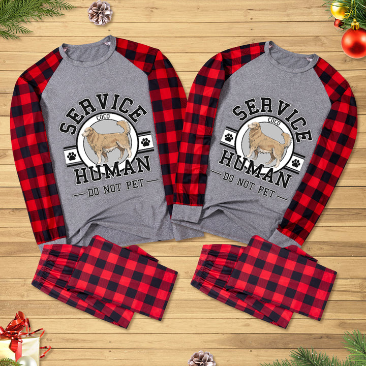 Service Human, Do Not Pet - Personalized Custom Christmas Pajama Set