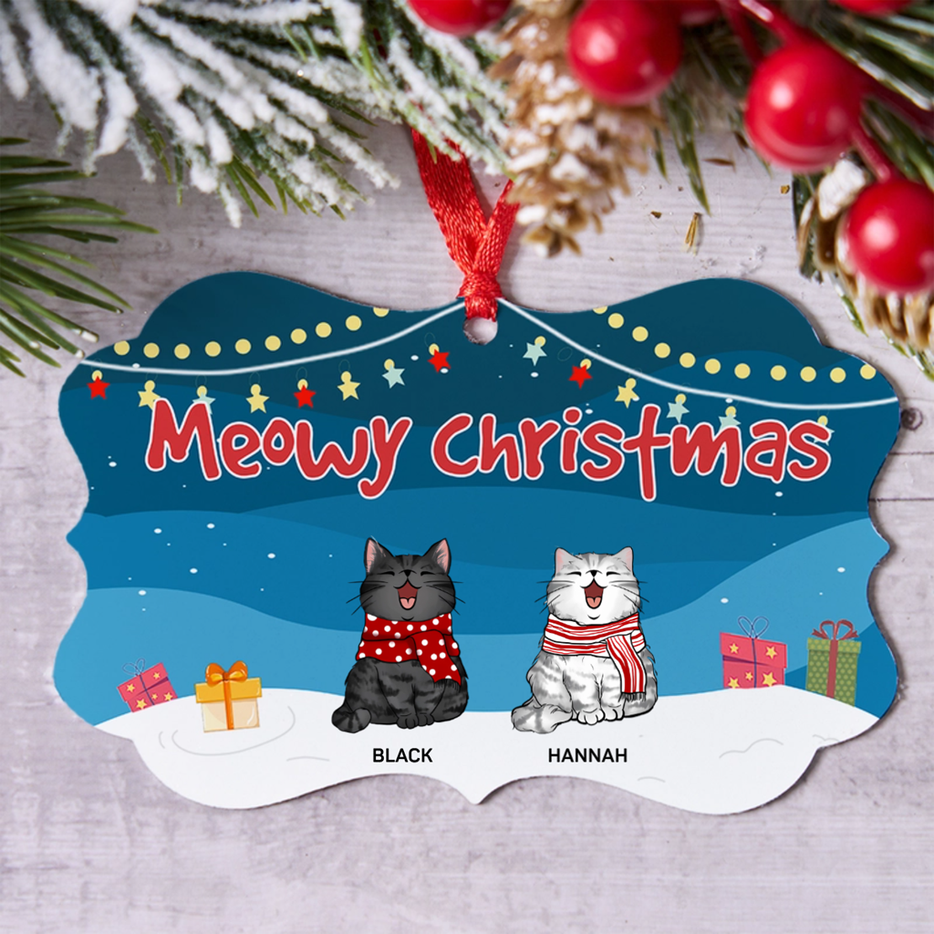 Meowy Christmas 2 - Personalized Christmas Ornament