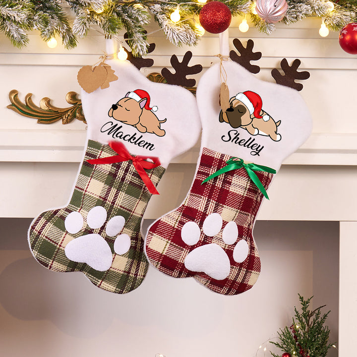 Sleeping Dog Christmas Stocking - Personalized Christmas Stocking Dogs