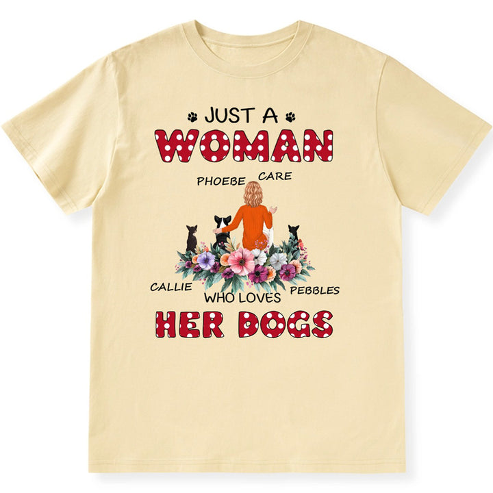 Just A Woman Loves Her Dog - Personalized Custom Christmas Unisex T-shirt