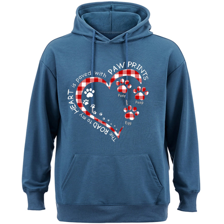 My Heart With Paw Prints - Personalized Custom Christmas Hoodie