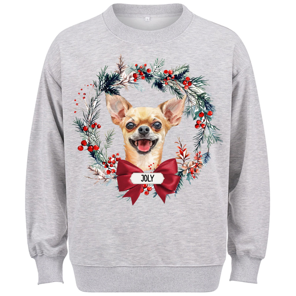 Dog and Christmas Wreath - Personalized Custom Sweatshirt