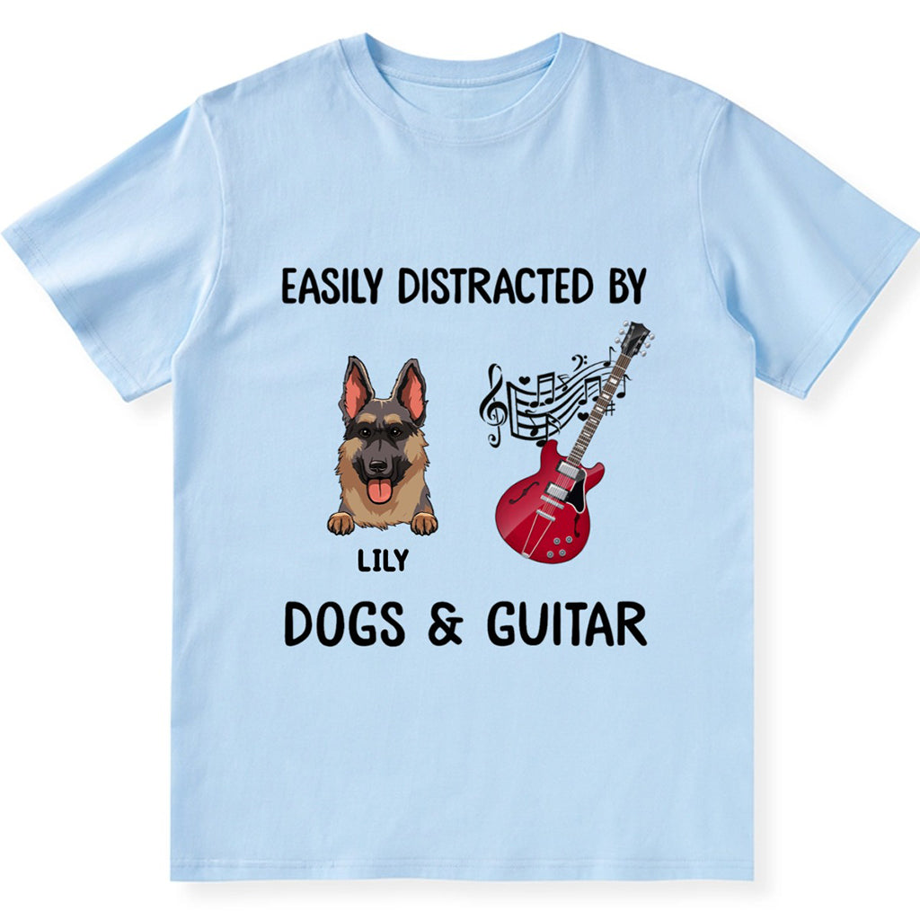 Easily Distracted By Dogs&Guitar - Personalized Custom Unisex T-shirt