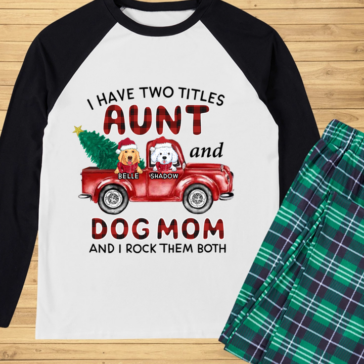 Aunt Dog Mom Plaid Christmas Truck - Personalized Custom Pajama Set