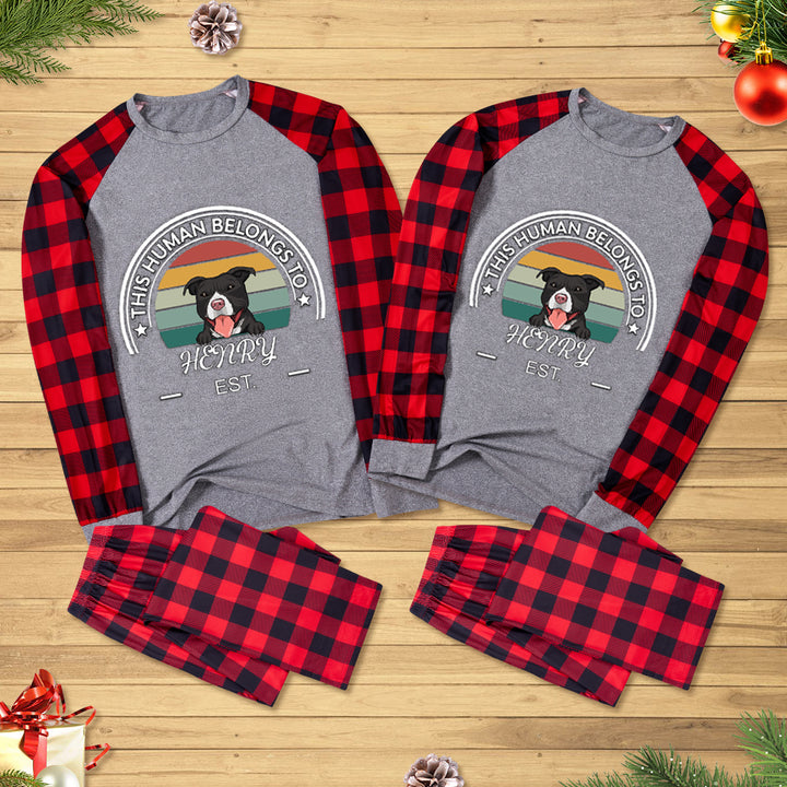 This Human Belongs To 2 - Personalized Custom Christmas Pajama Set