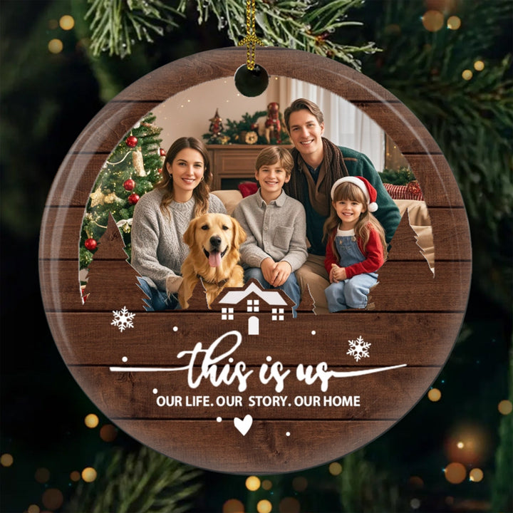 Family, This Is Us - Personalized Custom Photo Christmas Ornament