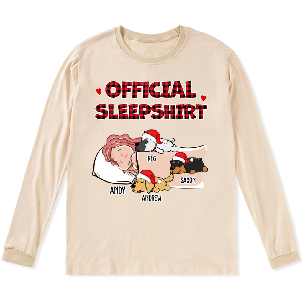 Sleeping Dog Sleepshirt - Personalized Custom Christmas Long Sleeve T-shirt