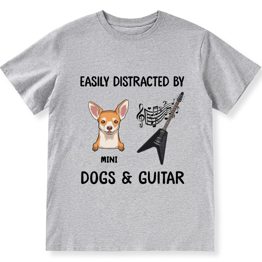 Easily Distracted By Dogs&Guitar - Personalized Custom Unisex T-shirt