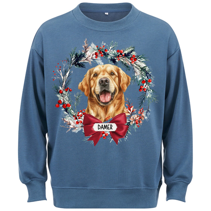 Dog and Christmas Wreath - Personalized Custom Sweatshirt