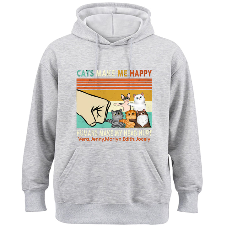 Cats Make Me Happy - Personalized Custom Hoodie