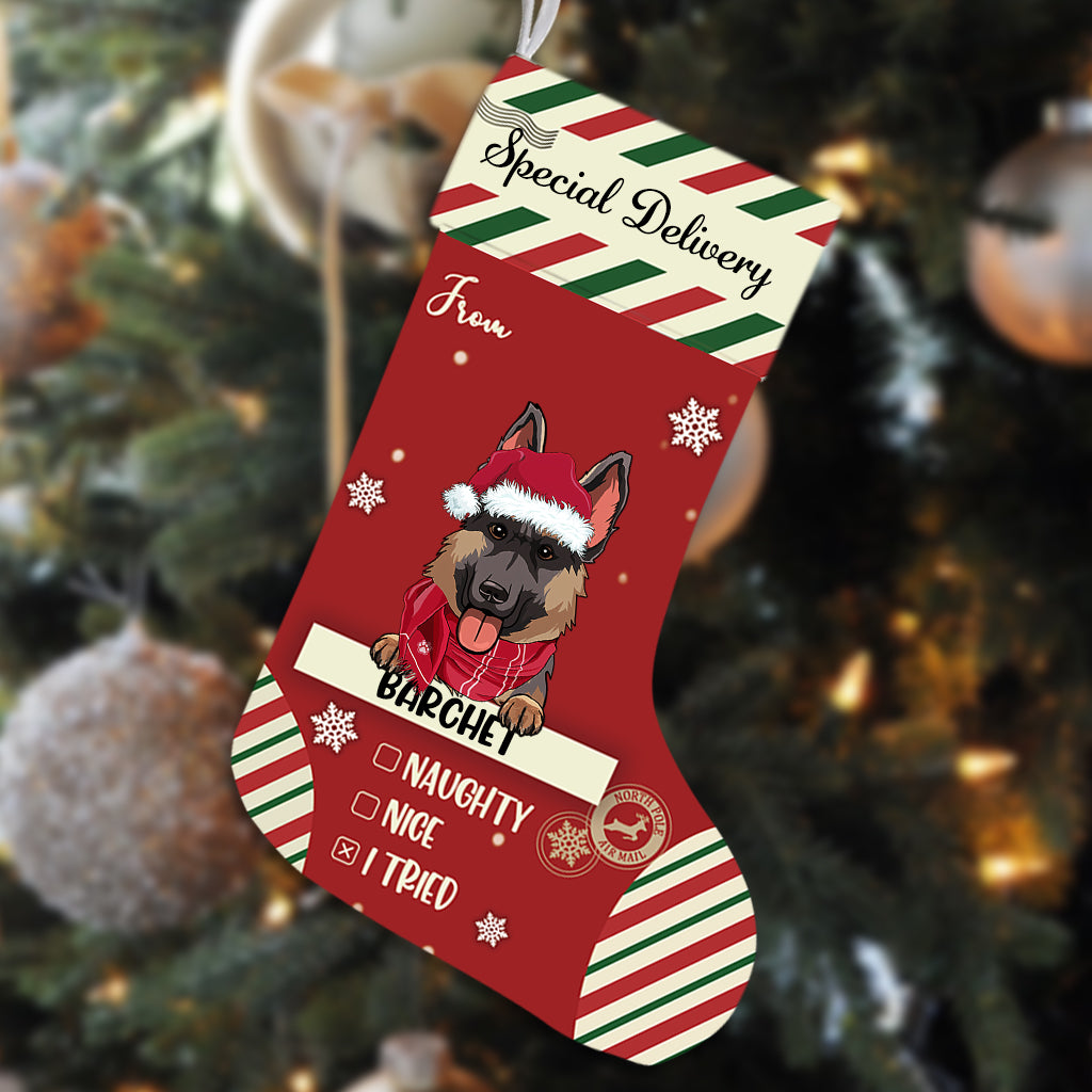 Special Delivery To Santa - Personalized Christmas Stocking Dogs